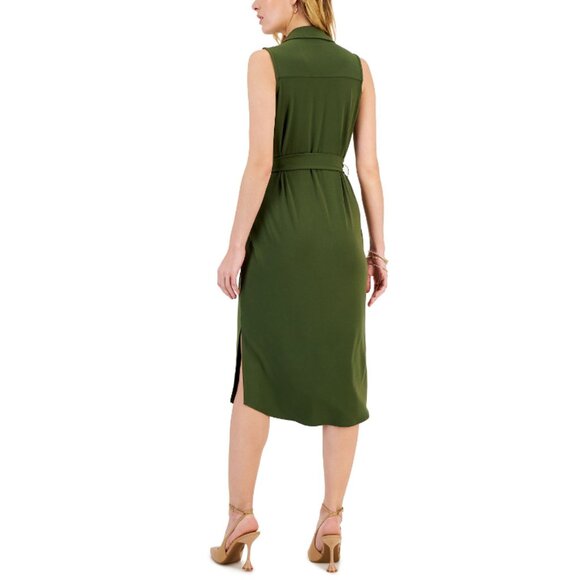 I.N.C. International Concepts Women's Olive Green Collared Midi Dress NWT - Picture 2 of 8